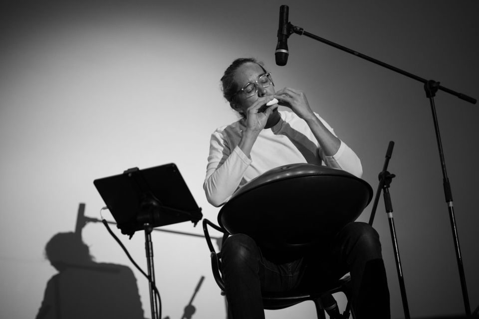 El músico, Carlos “Tapado” Vargas, deleitando al público con su espectáculo.